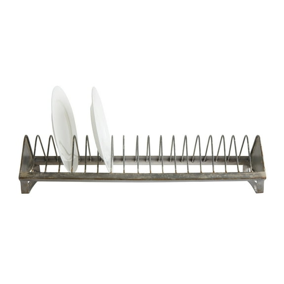 Woven Paths Metal 18 Plate Rack, Gray