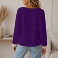thumbnail image 4 of Edvintorg Womens Sweaters Lace V Neck Casual Knit Pullover Top Long Sleeve Loose Sweater Plus Size Fashion Women Clothes Purple XXXXL, 4 of 9