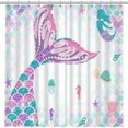 thumbnail image 2 of 72x72 Inch Purple Blue Turquise Mermaid Tail Scales Shower Curtain Bathroom Decoration Summer Under The Sea Ocean Girl Home Bath Decor Waterproof Fabric Sets with 12 Hooks, 2 of 5