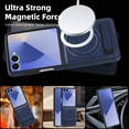 thumbnail image 4 of ELEHOLD Case for Samsung Galaxy Z Flip 7, Shockproof Magnetic Leather Phone Case with Stand, Compatibility with Mag Safe Accessories,Blue, 4 of 6