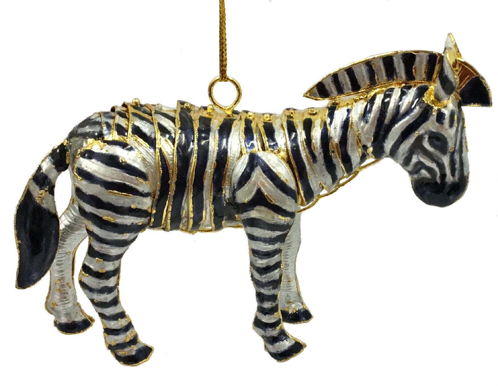 Gold Zebra Safari Animal Glass Christmas Tree Bauble