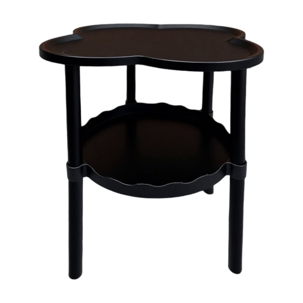 Mesa de almacenamiento móvil con ruedas y diseño de cuatro hojas, mesita de noche para sala de estar, mesa de centro pequeña con almacenamiento de doble capa, estante de nube para aperitivos y libros