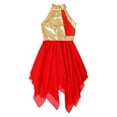 thumbnail image 6 of Zaldita Kids Girls Sequined Metallic Praise Dance Overlay Dress Color Block Ballet Modern Chiffon Lyrical Dress Red 6, 6 of 7