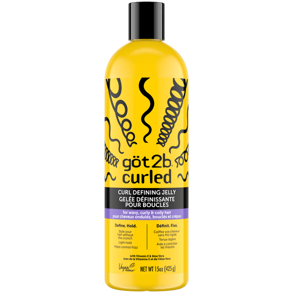 Gelée définissante pour boucles göt2bMD curled, 425 g, pour tous les types de boucles, cheveux ondulés, frisés et bouclés, tenue légère, aide à contrôler les fris