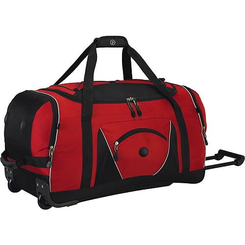 red rolling duffle bag
