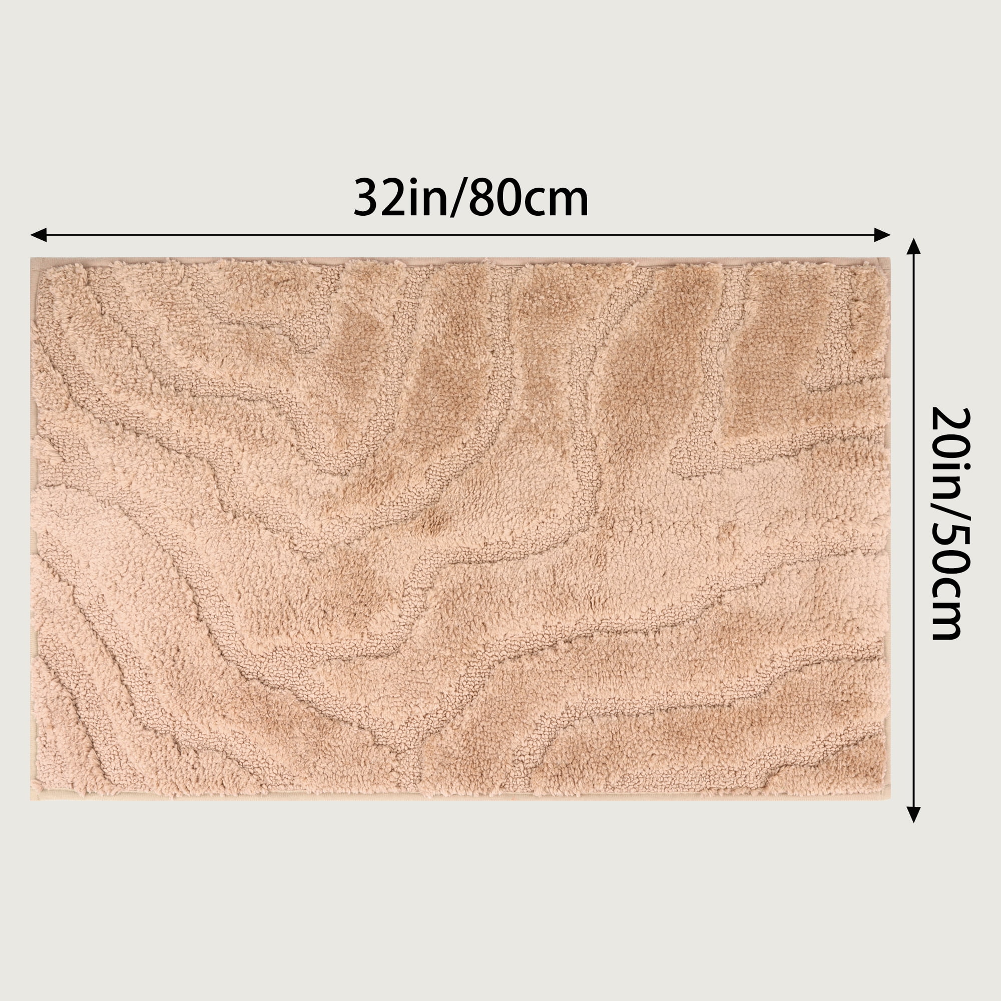 Unique Bargains Bath Rugs Non Slip Washable Soft Absorbent Mat Quick Dry Khaki 20" x 32"