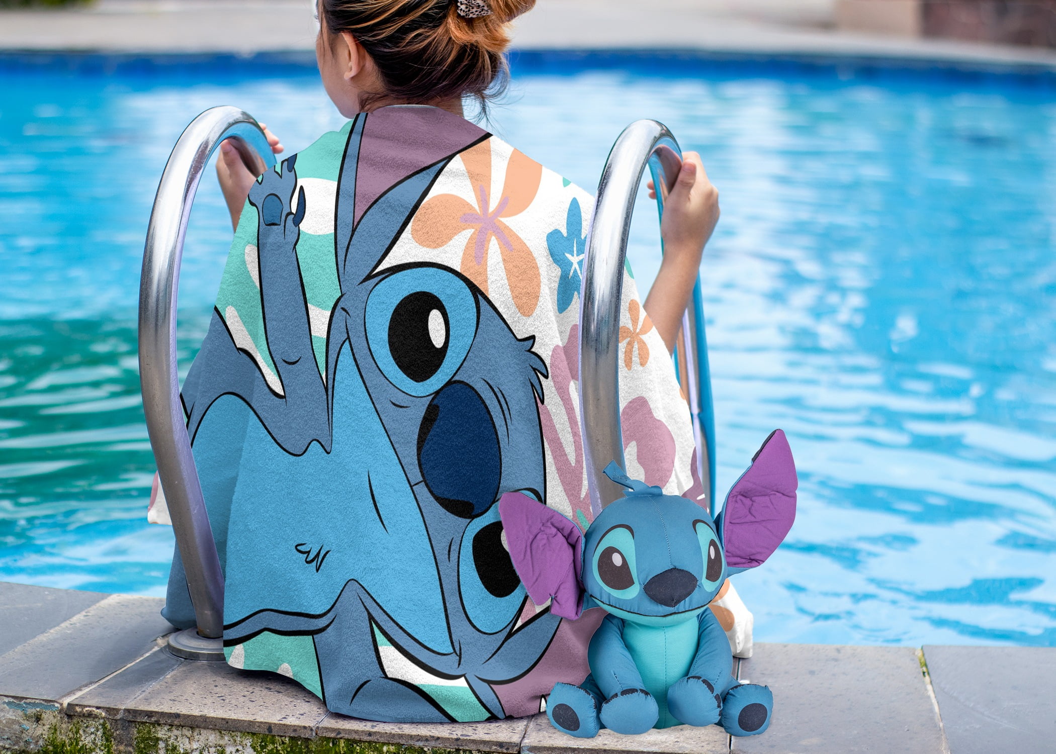 Lilo & Stitch Kids 12" Polyester Beach Buddy and 28" x 58" Cotton Beach Towel Set, Multicolor, Disney