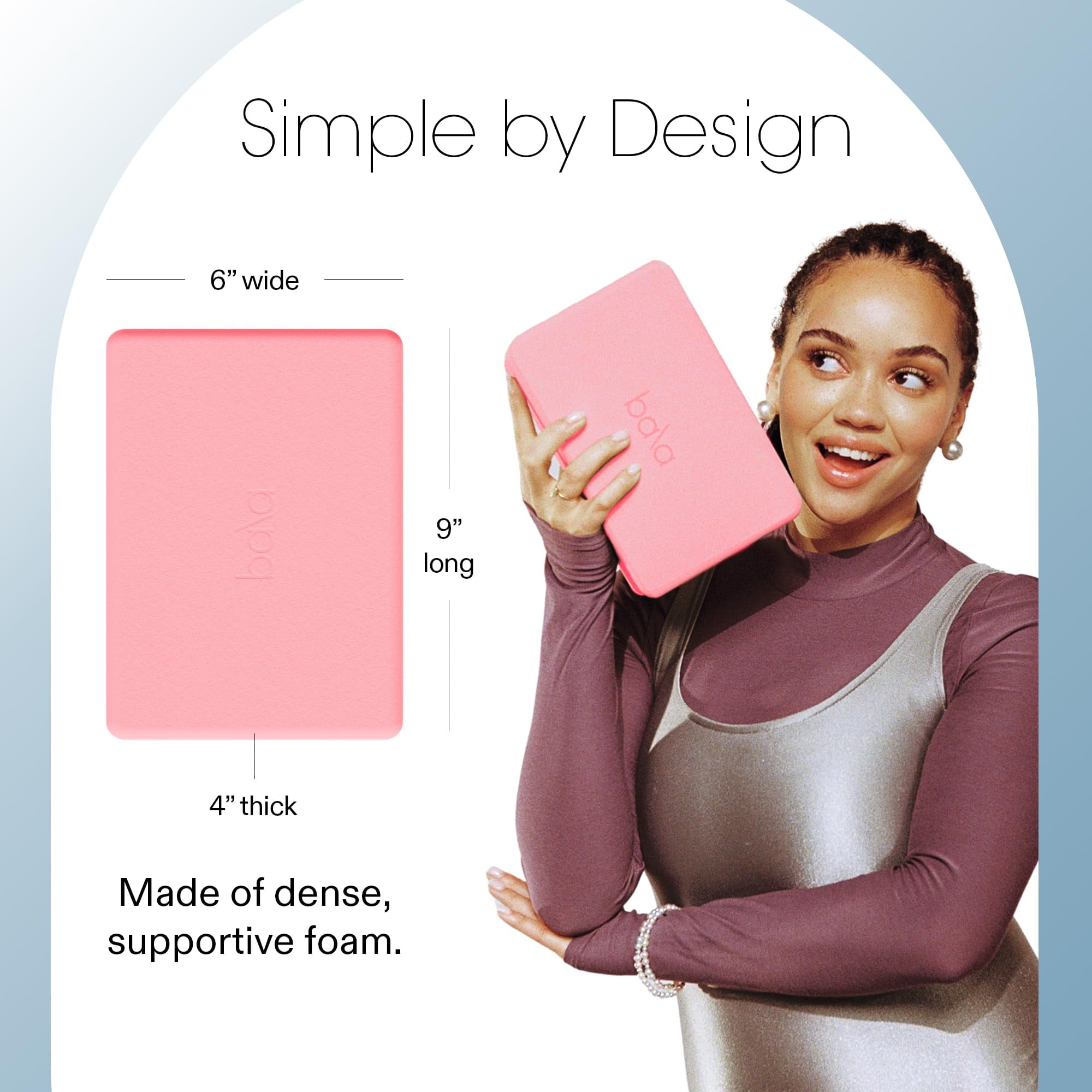 Bala Yoga Block for Working Out, Building Block (Blush) - Soft Dense Foam Yoga Accessories