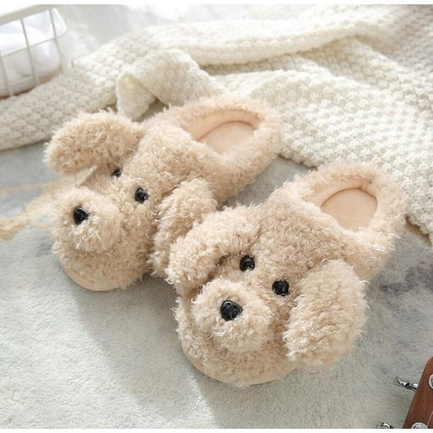 Pantuflas lindas de animales de peluche para mujer, pantuflas de casa, cálidas, de espuma viscoelástica, de algodón, acogedoras, suaves, de felpa, para interiores y exteriores, café claro, 38/39 Sailing Electrónica
