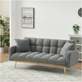 thumbnail image 4 of JERFIT 3-Seater Convertible Sofa Bed for Small Spaces, Adjustable Backrest, Plush Teddy Fabric, Gray Contemporary Futon, 4 of 9
