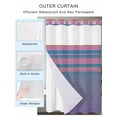 thumbnail image 2 of No Hook Cloth Fabric Shower Curtain with Snap in Liner, Pink Blue Ombre Waterproof Shower Curtains Set with See Through Top Window, Vintage Abstract Art Bath Curtains Shower 72"x84", 2 of 6
