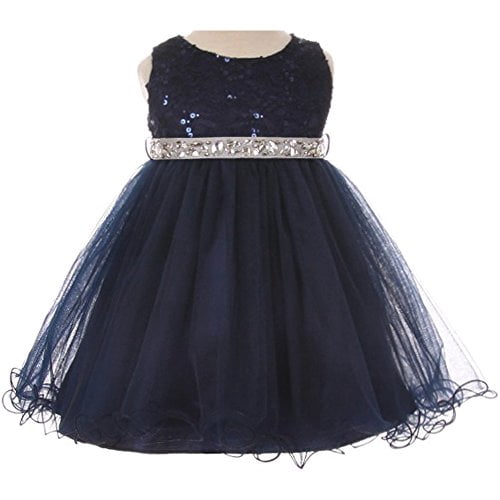 navy blue and silver flower girl dress