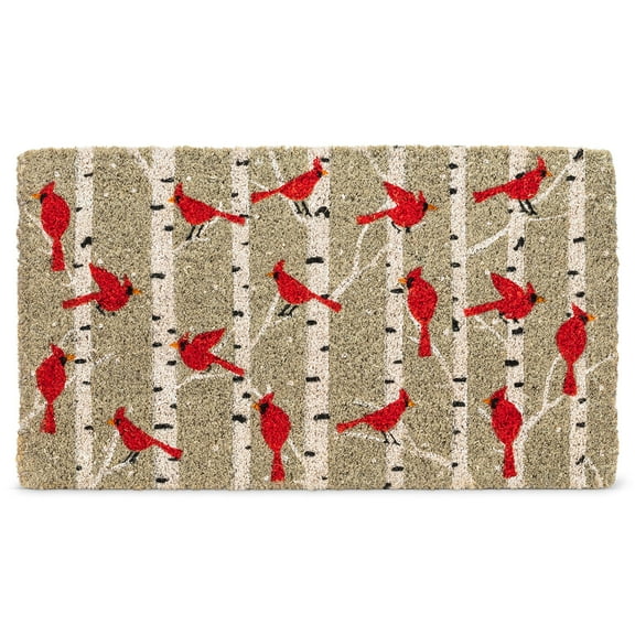 Abbott Collection 35-FWD-DMX-04 Cardinals & Birch Doormat, Grey/red