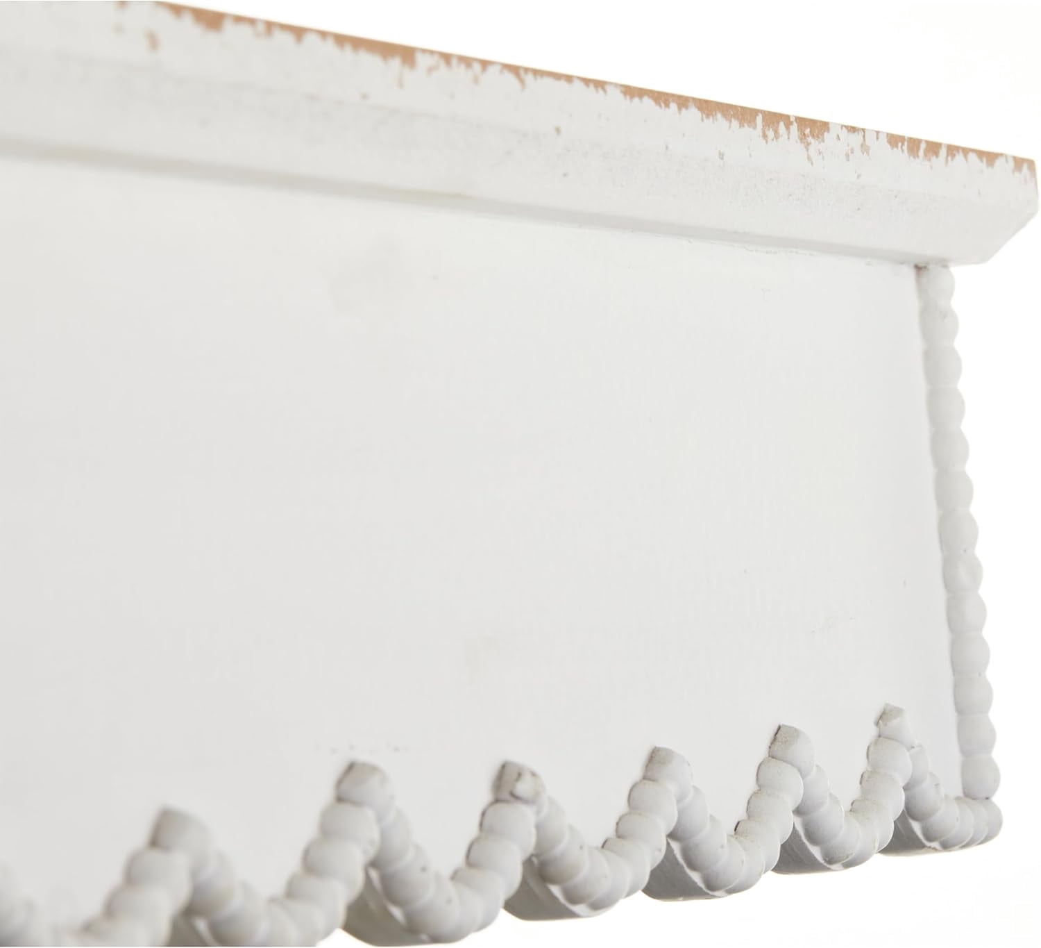SOFE Rustic Wood Shelves for Wall White - Shelf for Bedroom Bathroom Kitchen Small - Wall Bookshelf Storage Organizer - Plant Collectibles Display Shelving Wall Mounted- Scalloped Shelves