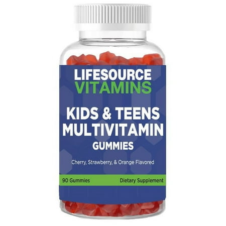LifeSource Vitamins Kid's and Teen's Multivitamin Gummies - 90 Gummies - 45 Day Supply - Tastes Great - All-Natural Fruit Flavors: No Synthetics!