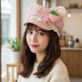 thumbnail image 6 of Slccxzc Sweet Lolita Beret Hat Women Winter Lace Berets Cute Bear Ear Beanie Cap Strawberry Painter Hats, 6 of 7