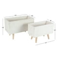 thumbnail image 4 of DecMode White Fiberclay Ceramic Rectangular Indoor Outdoor Planter with Brown Wooden Legs, Set of 2 21", 17"W, 4 of 18