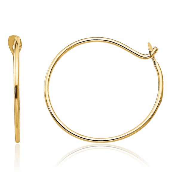 14K Solid Yellow Gold Endless Round Huggie Mini Small Hoop Earrings