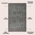 thumbnail image 3 of JONATHAN Y WASHABLE Polyester Machine-Washable Area Rug with Traditional Medallion Floral Border, Green and Brown, 5' x 8', Vintage Low Pile for Living Room WSH504E-5, 3 of 9