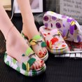 thumbnail image 2 of CAROOTU Thick Sole Slippers High Platform Shoes PVC Flip Flop Bright Color Leaves Design Anti-Slip for, 2 of 5