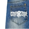 thumbnail image 5 of KIDSCOOL SPACE Baby Girls Jeans, Lace Patchwork Cuffed Bottom Ripped Denim Pants,Blue,3-4 Years, 5 of 6