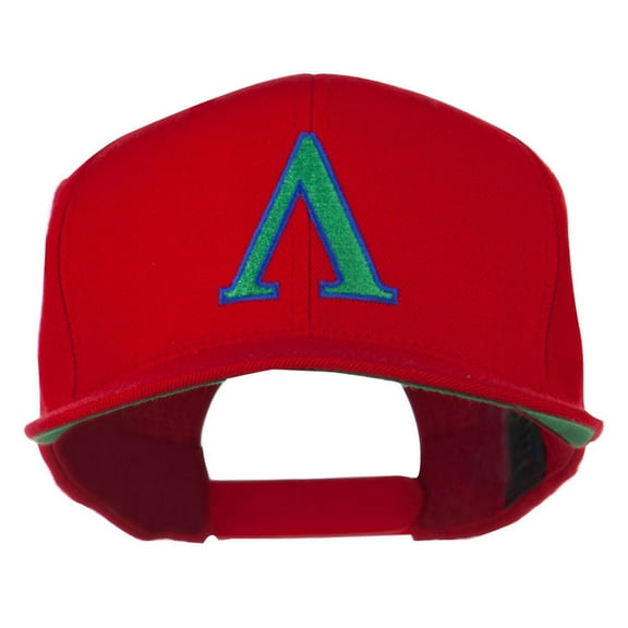Greek Alphabet Lambda Embroidered Flat Bill Cap - Red OSFM