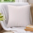 thumbnail image 3 of Pillow Covers 16x16 Set of 2, Pink Vertical Striped Throw Pillow Covers Decorative Couch Cushion Cover, Farmhouse Thin Line Stripes Microfiber Soft Square Pillowcases for Bedroom Living Room Sofa, 3 of 9