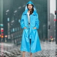 thumbnail image 2 of Rain Coat Womens with Hood Lightweight Windbreaker Zip Drawstring Raincoat with Pockets Blue Panchos Rain L, 2 of 5