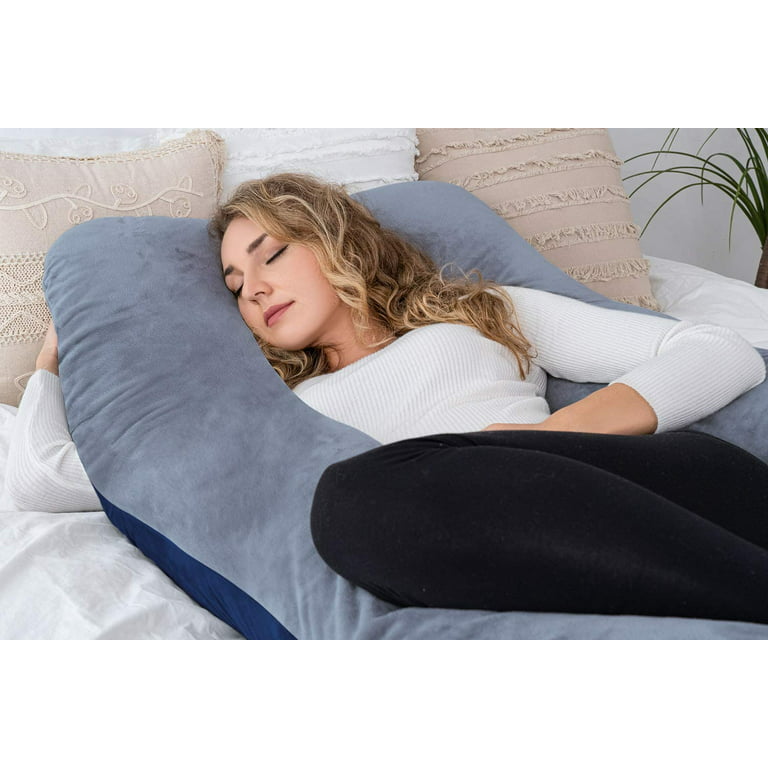 AngQi Full Body Pregnancy Pillow, 55-inch U Shaped Maternity Pillow for Back  Pain Relief and Pregnant Women, with Body Pillow Jersey Cover, Gray 