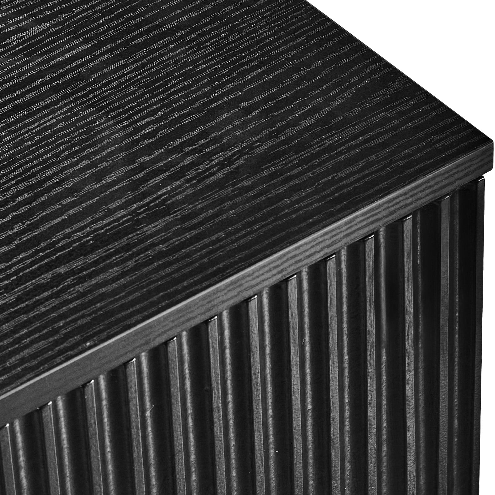Handleless Grille-Finished 3-Drawer Bedside Table, P2 Particleboard + MDF & Melamine Veneer + Thermoformed Drawer Cabinet 23.62*12.99*22.05in Black
