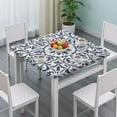 thumbnail image 3 of Square Tablecloth Bohemian Aesthetic Style, Waterproof Vinyl Table Cover, Backed, Elastic Edge for 34-36 Inch Table, 3 of 6