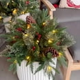 thumbnail image 2 of Pre-lit Faux Holiday Planter Filler, Battery-Operated Outdoor Christmas Planter with LED Lights, 8 Modes, Realistic Greenery, Holiday Porch Decoration (1, B), 2 of 7