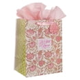 thumbnail image 3 of Christian Art Gifts Large Portrait Inspirational Scripture Gift Bag, Tag & Wrapping Tissue Paper Set for Women: Be Still Psalm Bible Verse Cute White & Pink Glossy Floral Design, Satin Ribbon Handles, 3 of 3