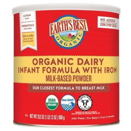 (4 pack) Earth's Best Organic Infant Powder Formula with Iron, Omega-3 DHA & Omega-6 ARA, 23.2 (Best Formula For Gassy Constipated Babies)
