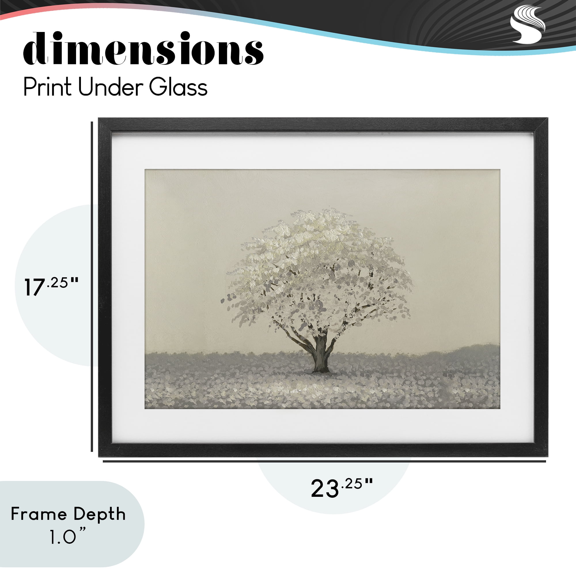 Stupell Industries Neutral Radiance Tree Black Framed Print Under Glass, design by Michael Marcon