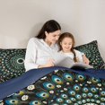 thumbnail image 4 of Homewish Vintage Peacock Mandala Twin Comforter Sets,Black Green Bohemian Bedding Set,Navy Blue Reversible,2 Pieces,1 Comforter and 1 Pillowcase, 4 of 7