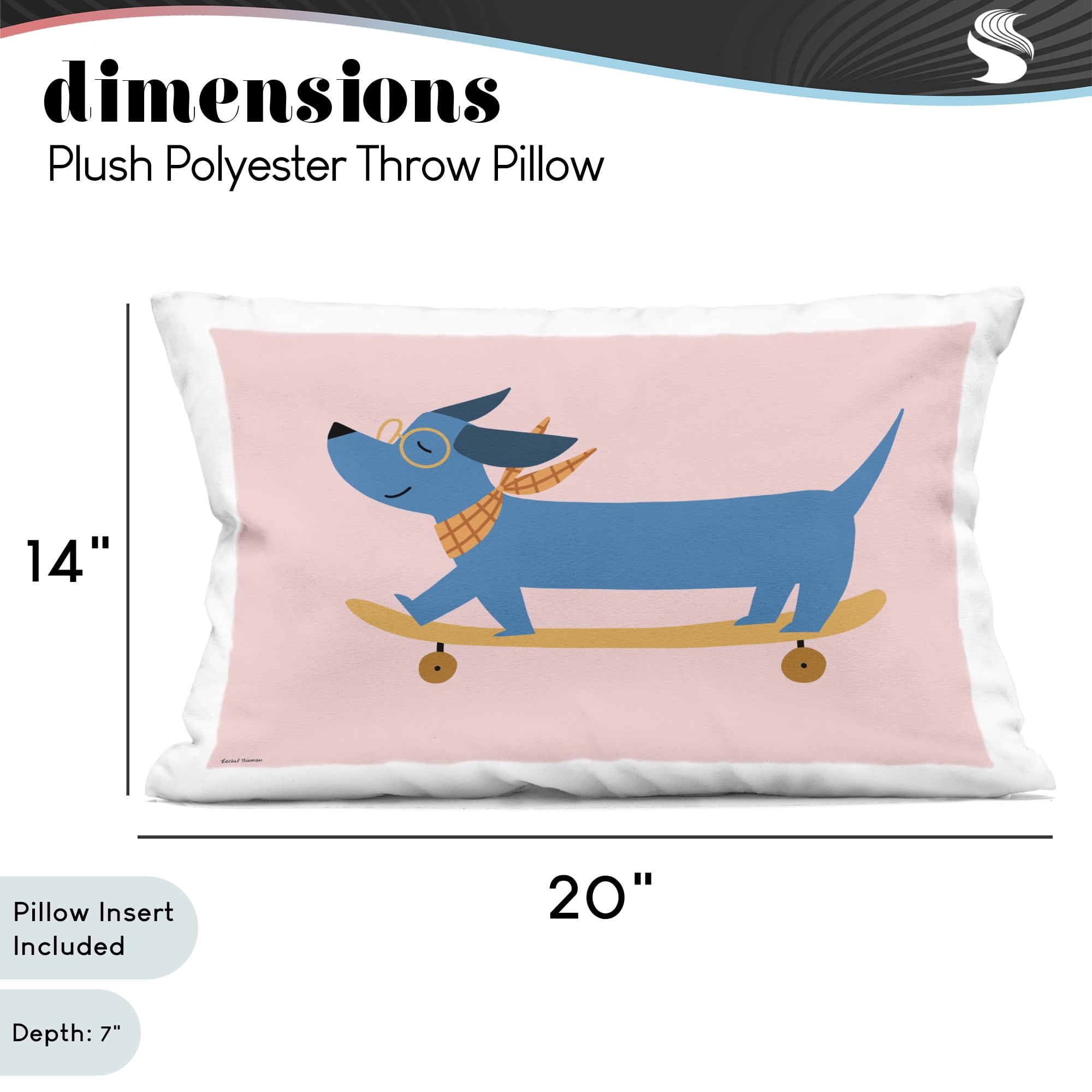 Stupell Industries Skateboarding Wiener Dog Decorative Printed Throw Pillow, design by Rachel Nieman