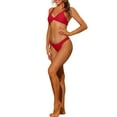 thumbnail image 4 of Women's Twist Cross Knot Bikini Sets, Solid Adjustable Straps Self Tie Back 2 Piece Swimsuits Bathing Suit Swimwear Large Red, 4 of 5