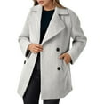 thumbnail image 1 of Manteau Grande Taille Mode Femme à Rayures Imprimé Col Cranté Mélange de Laine pour Usage Quotidien et Décontracté, 1 of 4