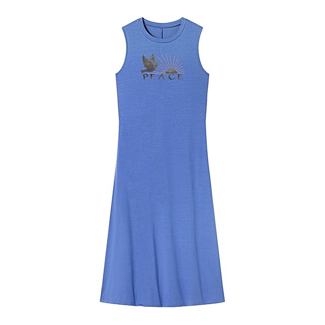 Vestido largo de verano para mujer, vestido de primavera con cuello redondo para oficina, fiesta, calle , m M