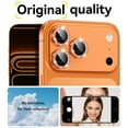 thumbnail image 4 of Bling Glitter Camera Lens Protector for iPhone 17 Pro, 9H Tempered Glass Camera Cover Screen Protector Metal Ring Decoration Accessories,Orange, 4 of 5