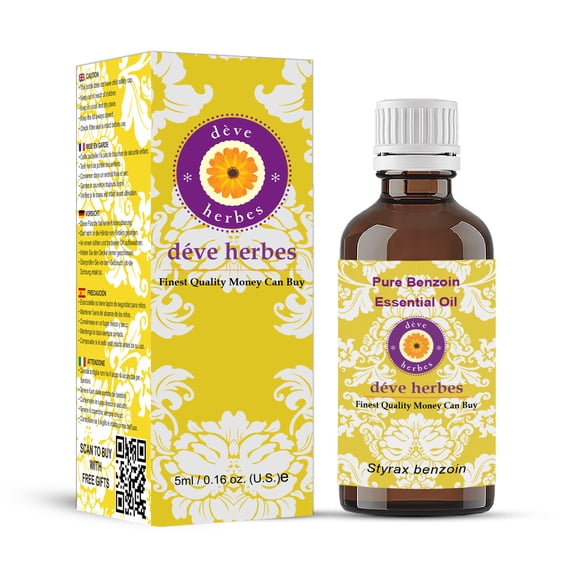 Deve Herbes Pure Benzoin Essential Oil (Styrax benzoin) Steam Distilled, Natural & Aromatherapy Use 5ml