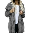 thumbnail image 2 of Zedker Cardigans for Womens Winter Coat 2025 Fleece Trendy Warm Clothes Oversized Jackets,Plus Size Dark Gray L, 2 of 5