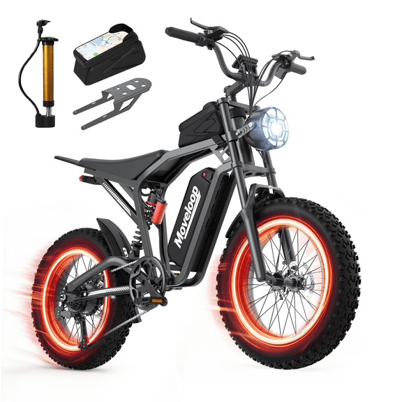 Moveloop Electric Bike for Adults, 750W Motor, 20"x4" Fat Tire Ebike, Max 70 Miles Range, 48V/15.6Ah Mountain E-Bike, Full Suspension, NFC Unlock