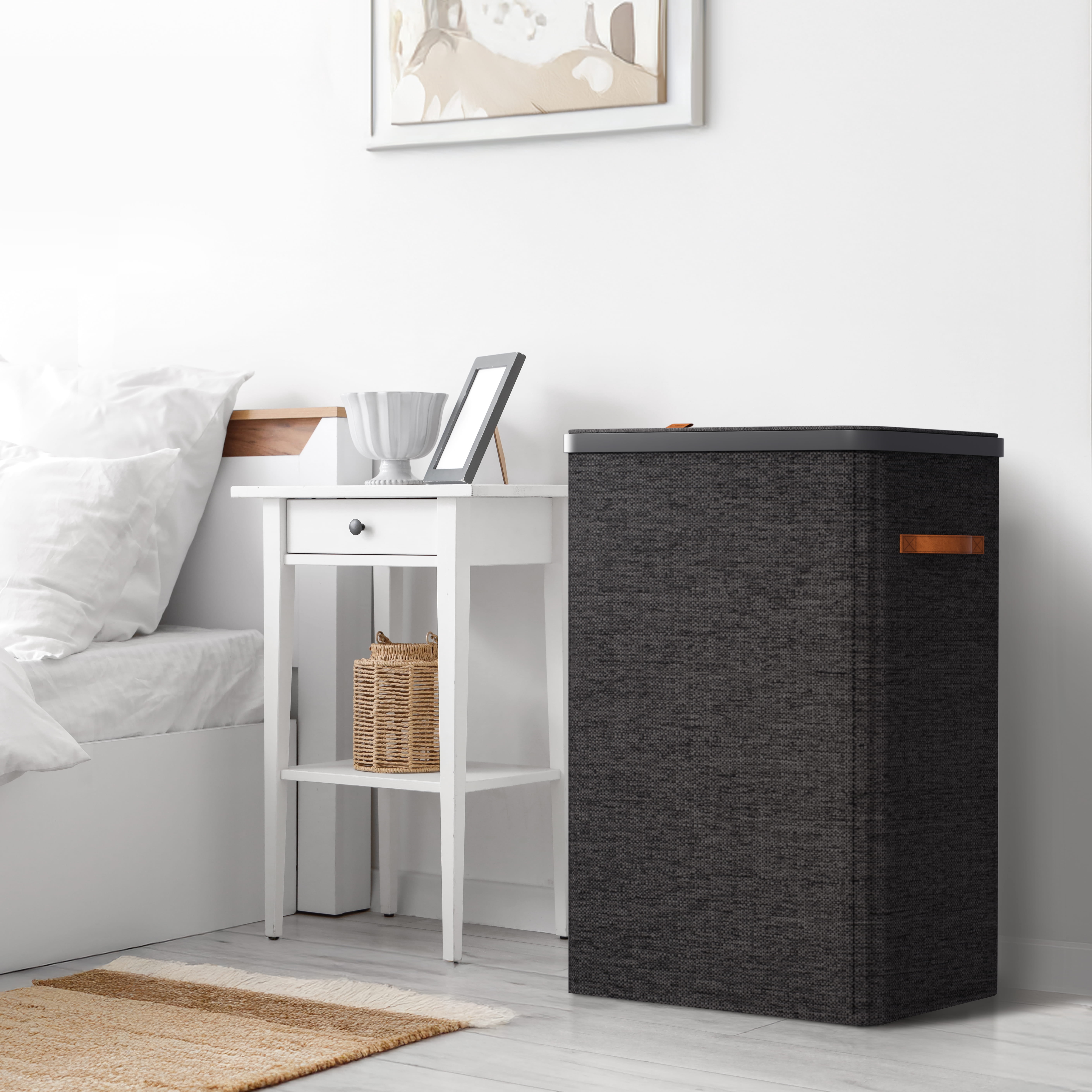 Sorbus Collapsible Fabric Laundry Hamper with Removable Bag, 2 Compartment, Black