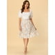 thumbnail image 3 of Falda Midi Floral Fluida Allegra K Con Volantes En El Dobladillo Para Mujer Blanco XS, 3 of 6