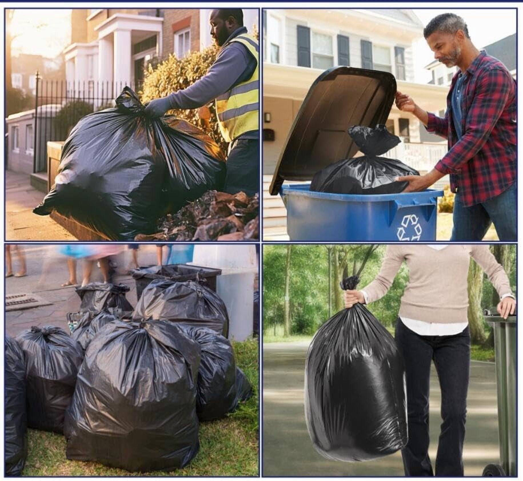 Large Black Trash Bags 64-65 Gallon 13 Counts Industrial Sturdy s, Extra Large Lawn and Leaf Bags Outdoor Commercial Trash Can Liner for Construction Sites, Workshops, Backyard
