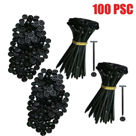 100 Pack Nylon Universal Cable Tie Buckles, T-Head Zip Tie Clips with Pin & Button, UV-Resistant Automotive Cable Fasteners for Car Bumper, Engine Bay & Daily Repairs