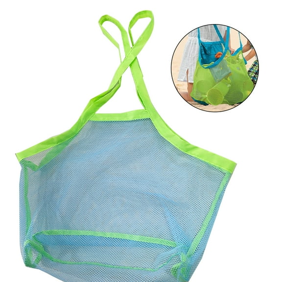 Beach Mesh Bag Large Portable Handle Sandproof Travel Children Toy Clothing Towel Grocery Organizer Tote Storage Net Bag Outdoor Supplies