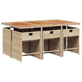 thumbnail image 3 of vidaXL 7 Piece Patio Dining Set with Cushions Beige Poly Rattan, 3 of 9